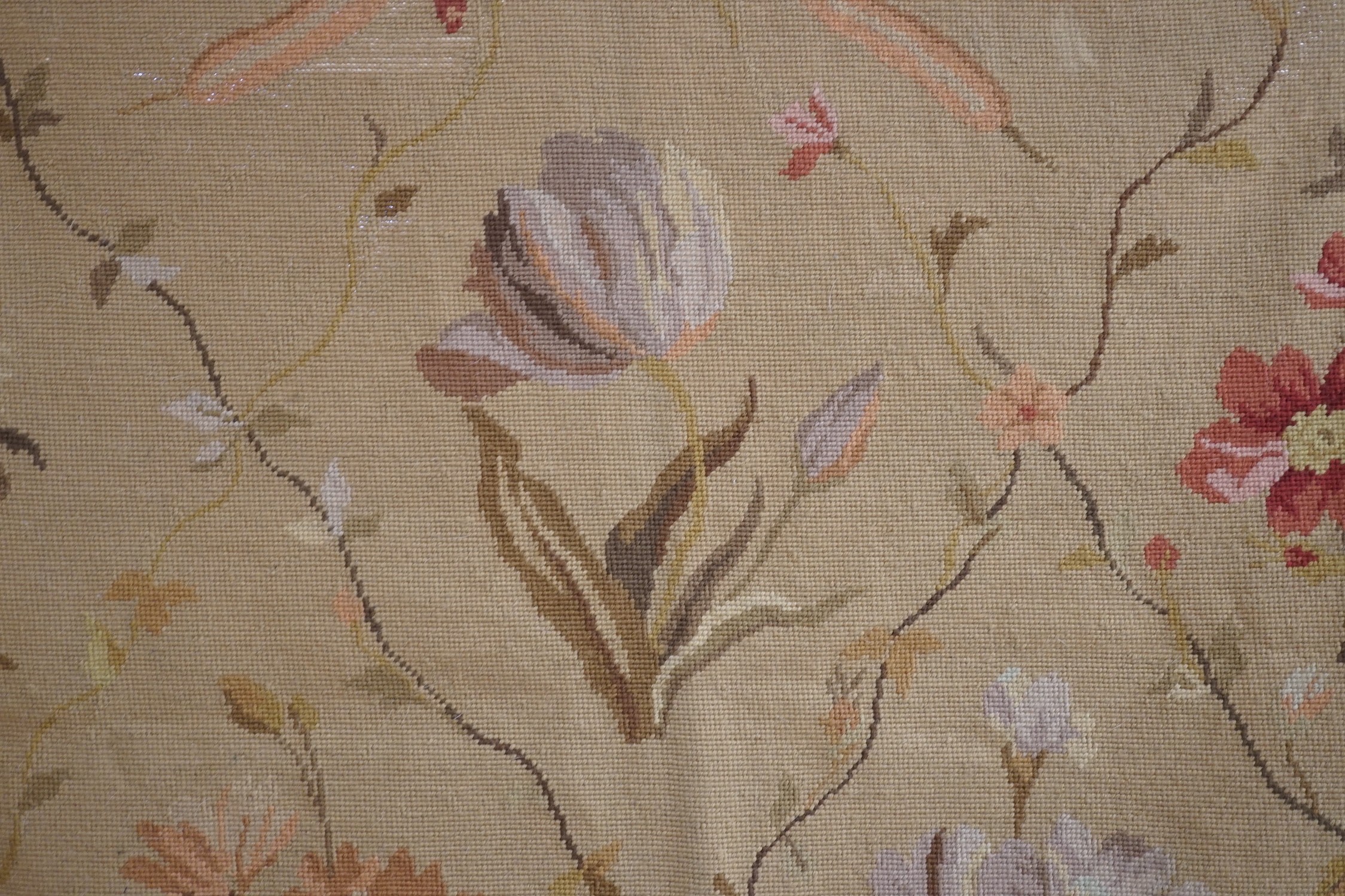Two wool worked floral patterned (Aubusson style) rugs